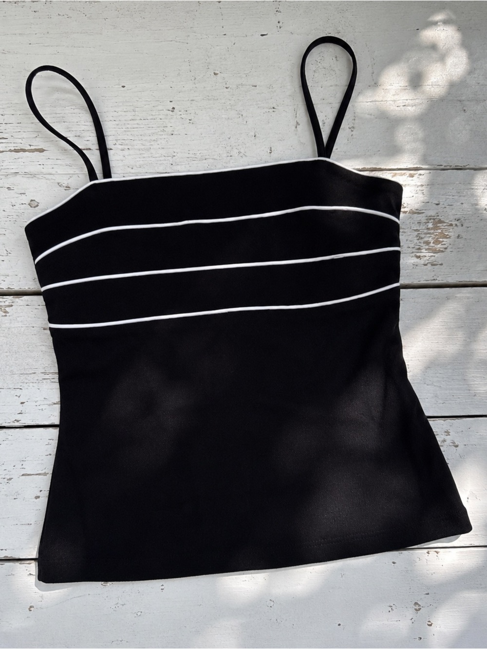 Vintage Afortiori Black Contrast Trim Cami | Y2K Minimalist | Size 7